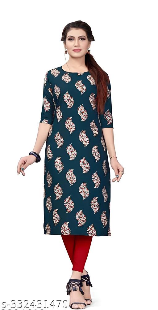 Women's Printed Black Crepe Kurti