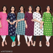 Women Printed Crepe Kurti (Combo Of 6)