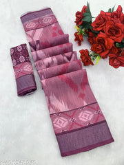 COTTON LILAN DOGITAL PRINT SILK SAREE
