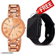 rosegold  METAL BELT ANALOG WATCH AND SMART SQUARE DIGITAL LED WATCH COMBO FOR BOYS AND MEN
