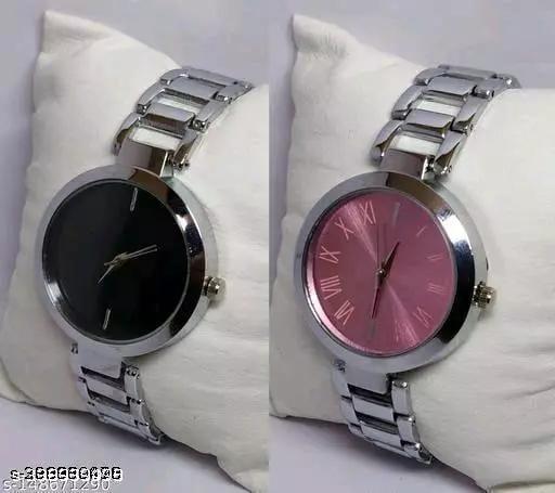 Black and Pink Dial Girls Analog Watch - For Women Combo Pack Of Two