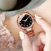 New Addition Luxury Fashion Analog Watch For Women Black Starry Sky Shiny Dial Stainless Steel Rose Gold Premium Linked Chain Strap 2025 New Arrivals Luxury Watches For Women Everyday Versatile Watches Style Ladies Watch Girls Watches