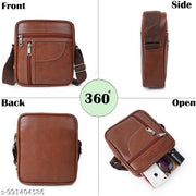 MORABIA Men Black Leather Sling Bag Crossbody Messenger Bag