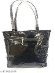 stylish  black shiny tote bags for women/shoulder bag/handbags for ladies/daily use office wear bag/party wear bag/shiny pu leather bag