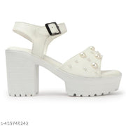 High Heel Stylish and High-heeled footwear adorned with artificial pearls Comfortable Sandals For Women's and Girl's|Stylish Heels Sandal for Womens