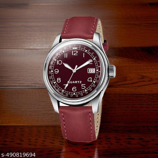 Dual Time Date Display Radium Dial Magnetic Belt Analog Watch,ONIR Premium Quality Quartz Analog Watch for Men, Glass Date Display Dial,