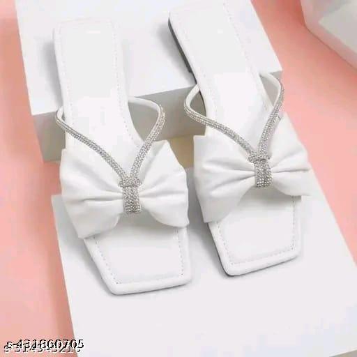 Classic White Flat Sandal for girl's and women's ||  Bright White Flats Sandals || Elegant White Women’s Sandals || Stylish White Slip-On Sandals ||