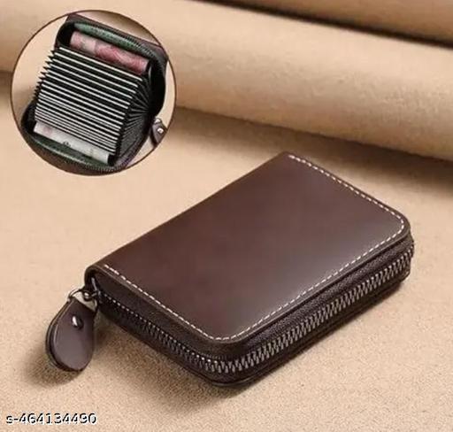 High Quality Zipper, 9 Slots Leather Credit Card Holder | ATM Card Holder For Mens and Womens (PACK OF 1)(Light Brown)