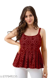 red bandhej top