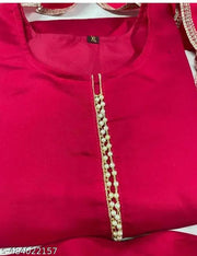 Maroon moti lace bandhani duptta kurti pent