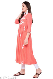 PURVIJA KURTIES WOMEN EMBROIDERED FLARED KURTI