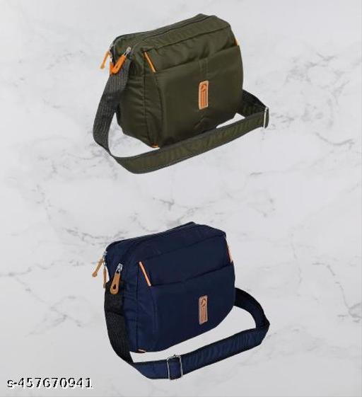 Men & Womens Cross Body Travel Sling Bag || Nylon Sling Bag || Cross Body Utility || Travel Bag || Office Business Messenger Bag || One Side Shoulder Bag for Men and Women Unisex || (Pack Of 2)