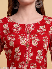 GREYSHADE Women Floral Print Pure Cotton Straight Kurta  (Multicolor)