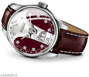 3D Glass Date Display Dial Leather Belt Analog Watch - for Men