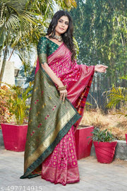 cotton silk jacquard saree with unstitched blouse