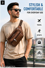 Latest Men Women Leather Waist Pack Travel Bags For MoneyY| Belt| Cards |Mobile| Documents| Kit| Books and Bills Dairy Pouch Cross Side Bag For Men Women .With Belt Stylish Small Luggage Accessories Bag I Waist Bags I Fanny pack.