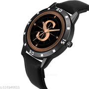 PS WATCHESAnalog Round black Dial ALPHABET S Design Stylish black Strap Classic Design Fancy Watch for Men and Boys, Pack of 1 ALPHABET S-AVO-BLK-L-1