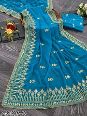 EMBROIDERY MIRROR SAREE