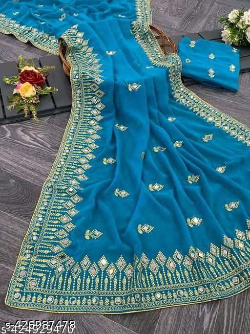 EMBROIDERY MIRROR SAREE