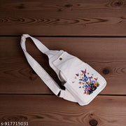 Eco-Friendly Canvas Sling Bag with Colorful Butterfly & Floral DTF Print
