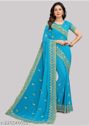 EMBROIDERY MIRROR SAREE