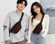 Waist Bag for Men Tan Brown Faux Leather / PU Leather Waist Bag for Men & Women | Stylish Belt Bag | Travel & Daily Use