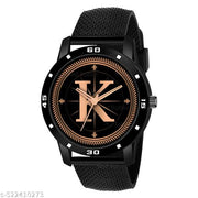 FEMEO WATCHES Analog Round black Dial ALPHABET K Design Stylish black Strap Classic Design Fancy Watch for Men and Boys, Pack of 1 ALPHABET K-AVO-BLK-SFR-1