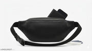 black waist bag for men / black waist bag for women  stylish fanny pack with golden zipper