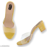 Taydol Women Fancy medium Block Heel synthetic pvc sole open Toe western-embellished slip-on Transparent yellow Sandal (53)