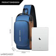 OTIPORTER Waterproof Polyester Slim Unisex Crossbody Sling Bag Chest Backpack Men's Shoulder Bag, Leisure Travel Handbag, Hard Shell Anti-Theft Chest Bag