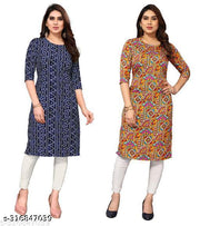Polyster/Crepe fabric-Women Printed Straight Kurti