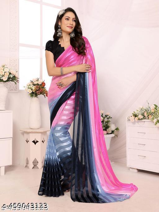 Women's Premium Satin Silk Saree for Daily Wear, Lightweight Soft Silk Fabric Party & Office Wear Saree with Solid Art Silk Unstitched Blouse Piece (Grey, Pink, Black)