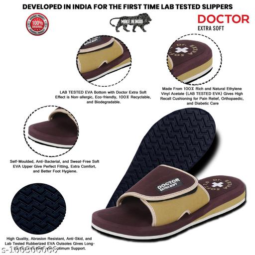 DOCTOR EXTRA SOFT D-51-Brown-Beige Men's Adjustable Strap Orthopaedic Diabetic Comfort Daily Use Slippers & Flipflops