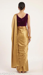 Cotton silk Gold Saree With blouse