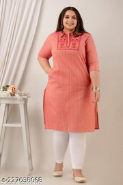 Neerupam Collection Pure Cotton Embroidered Red Kurti For women | Plus Size Embroidery Kurti | Cotton Kurti | Big Size Kurti | kurti for girls