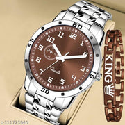 New Fashion Watch Designer Watch Classic Watch Trendy Watch New Arrival King Bracelet and Brown Dial Steel Watch combo