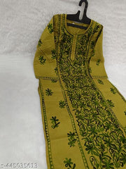 Women's Premium Lucknowi Chikankari Embroidered Cotton Kurti | Floral Handwork | Ethnic Office & Festive Wear