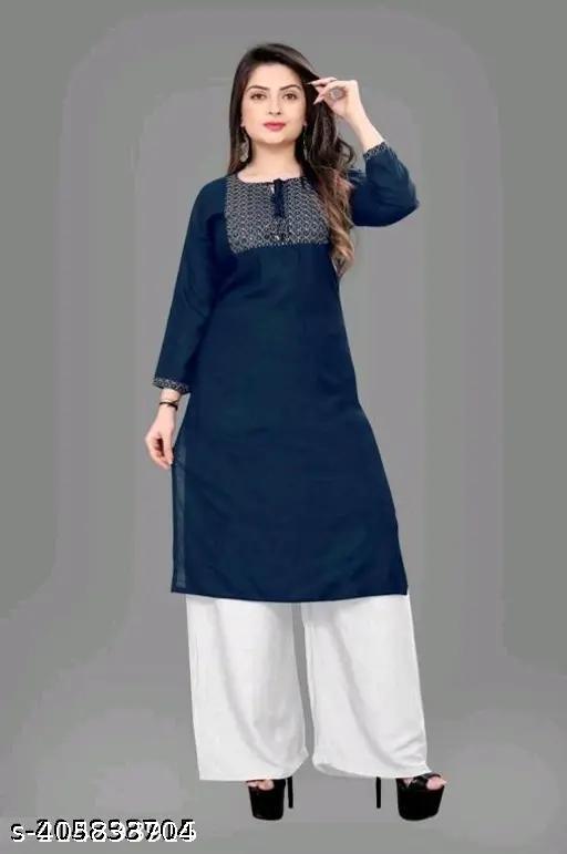 rayon kurti embroidered