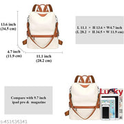 Muchova College Girl Casual White Aero Pattern Vegan Leather Medium Size Bag For School Student Teen Girls University Women Easy Carry Premium(Backpack for womens Latest Bag for Girls Shoulder Daypack)