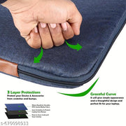 Laptop Sleeve Case | 15.6 | Zipper Closure | Water Repellent PVC | Blue & Tan LB01
