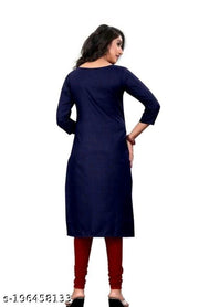 Cool&Classy Boat Neck Fornt Button Rayon Kurta(Navy Blue)