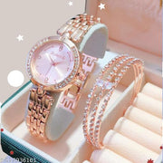 New Classy Beautiful Fashion women Watch and Free Bracelet set for Women & Girls