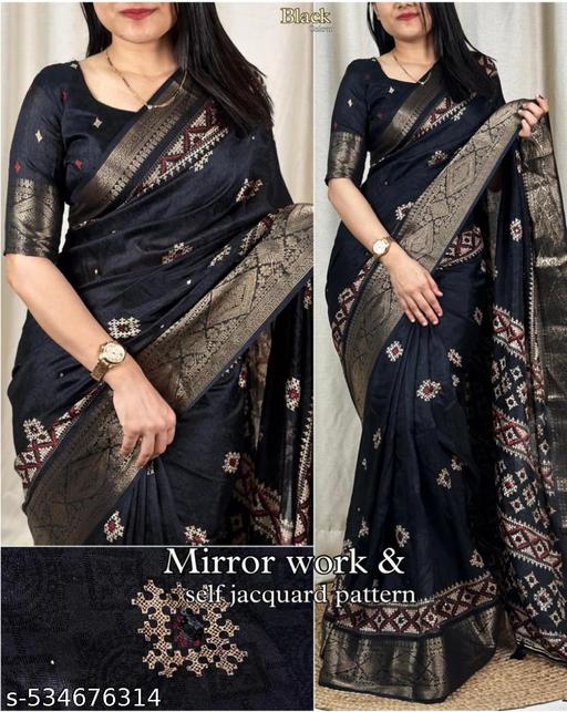 Top Selling batik print crepe silk Saree with mirror work