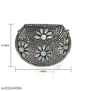 Shakuntala Textiles  Bridal Women's Antique Brass Purse Ethnic Handmade Metal Clutch Bag, party formal silver bag