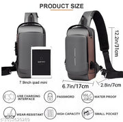 Waterproof Polyester Slim Unisex Crossbody Sling Bag Chest Backpack Men's Shoulder Bag, Leisure Travel Handbag, Hard Shell Anti-Theft Chest Bag