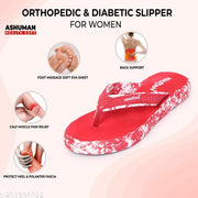 "Doctor Ortho" Slippers for "Women & Girls" - "Light weight", "Soft Footbed", "Comfortable" & "Stylish" | Suitable for "Knee Pain", "Diabetic" & "Orthopedic" Footwear for "Women" ( Red )