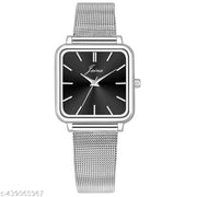 Jainx Square Black Dial Steel Mesh Chain Analog Wrist Watch for Women - JW85604