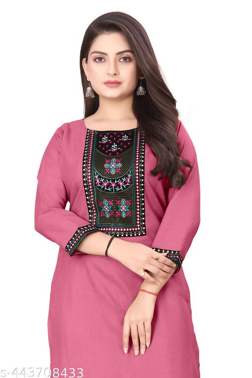 Designer Kurti New Collection Cotton Blend Stylish New Trendy , Women Kurti , Kashmiri Pheran, Cotton Kurti,Embroidered Pattern Casual Kurta for Girls & Women.