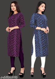 Polyster/Crepe fabric-Stylish Printed 2 Kurti On Lowest Price & Best Quality