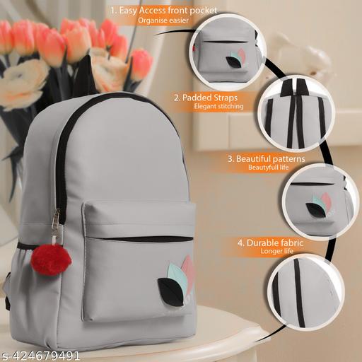 SARA Trendy Teen Patti girl Grey backpack for women